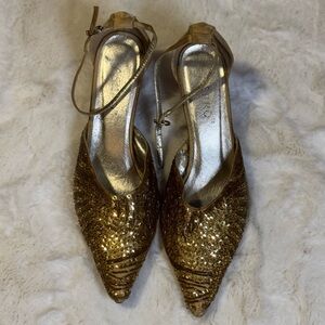 Glittery Gold Slingback Heels
